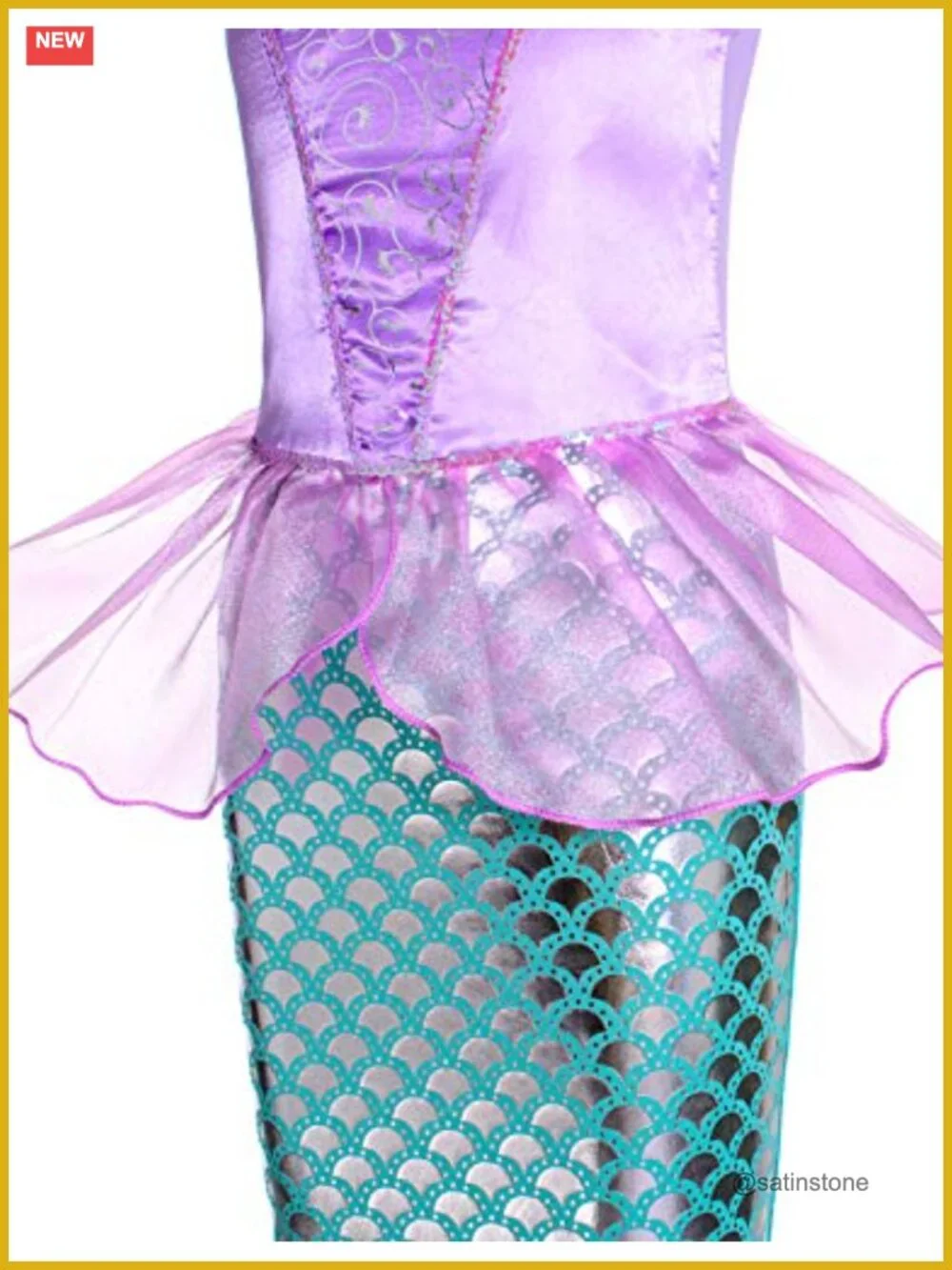 Little Mermaid Costume Set Girls Princess Dress Crown Wand Gloves Halloween